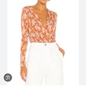 Free people Printed Turnt Bodysuit in Copper